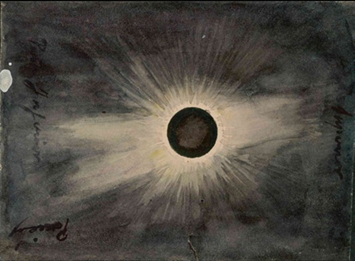 Dibujo del eclipse del 28 de mayo de 1900, observado desden Alicante | Archivo del Real Observatorio Astronómico de Madrid. Dibujo del eclipse del 28 de mayo de 1900, observado desde Alicante | Archivo del Real Observatorio Astronómico de Madrid.